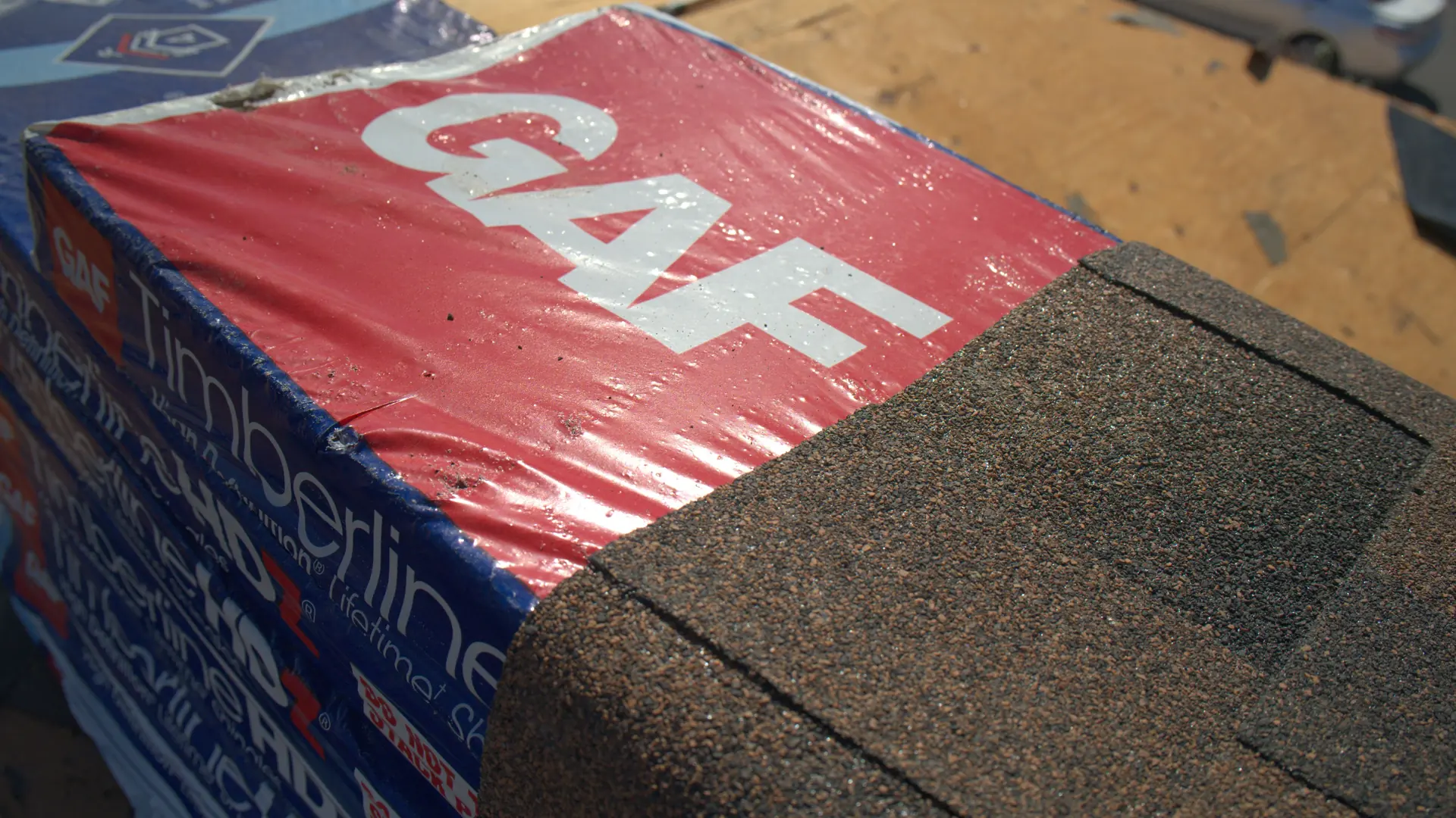 GAF Timberline HDZ shingles staged on a roof deck
