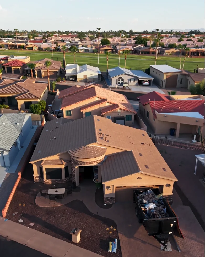 The same home with its finished tile roof